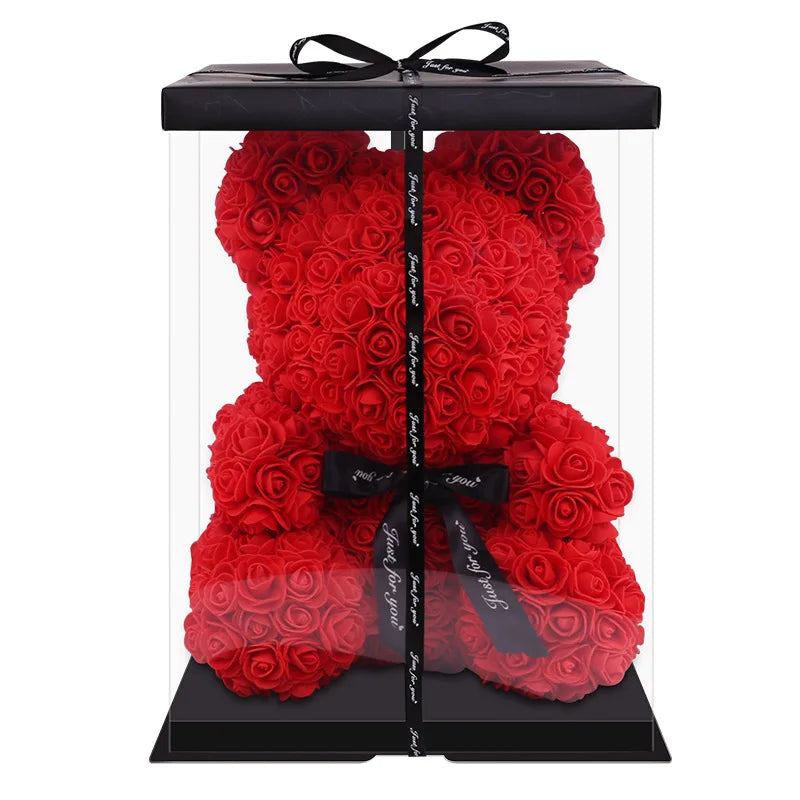 Ourson en Roses Éternelles – Cadeau Parfait pour la Saint-Valentin ❤️