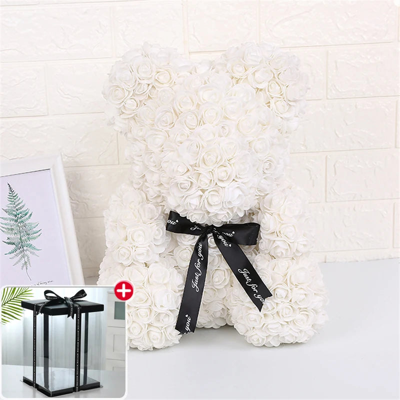 Ourson en Roses Éternelles – Cadeau Parfait pour la Saint-Valentin ❤️