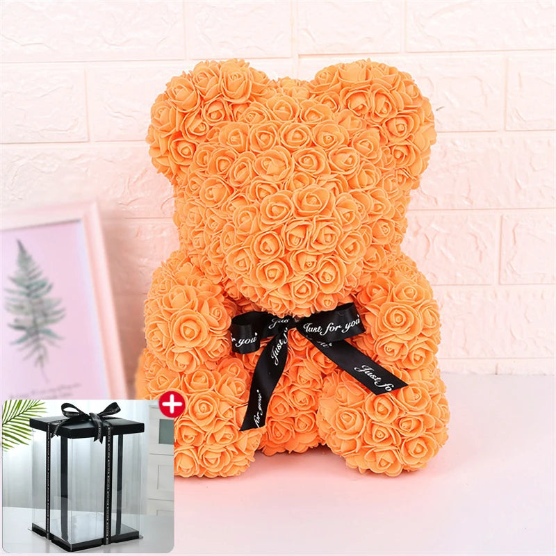 Ourson en Roses Éternelles – Cadeau Parfait pour la Saint-Valentin ❤️