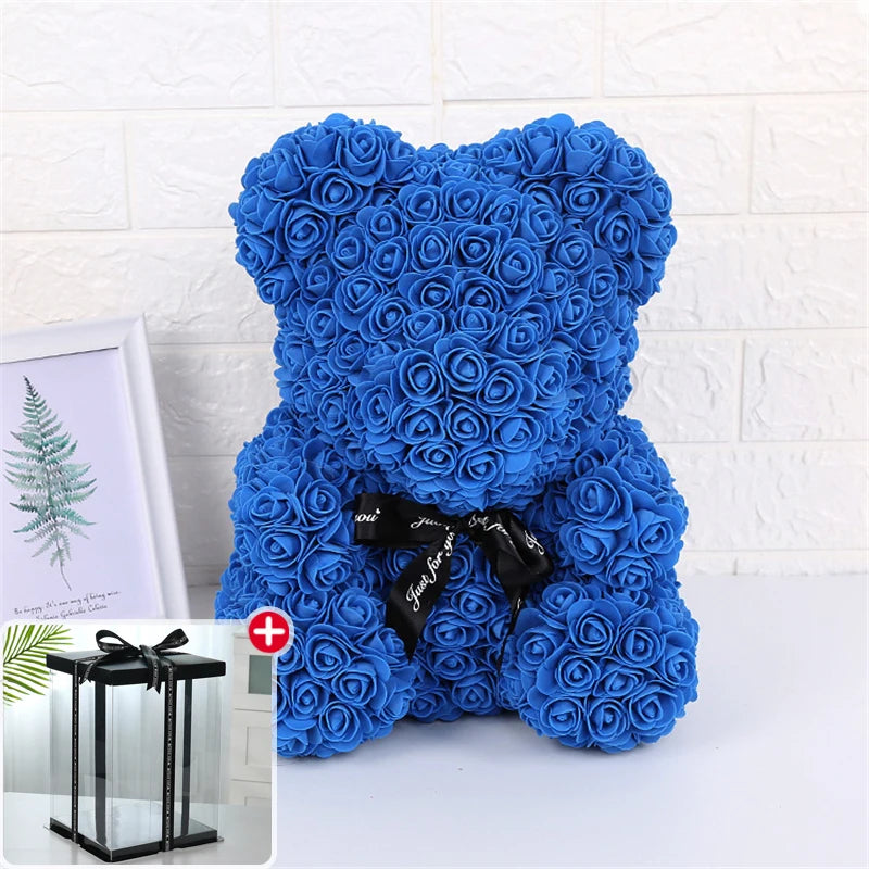 Ourson en Roses Éternelles – Cadeau Parfait pour la Saint-Valentin ❤️